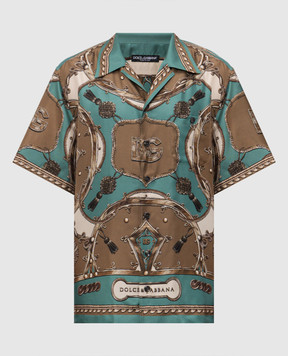 Dolce&Gabbana Silk shirt with branded print G5JH9THI12C