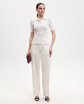 Victoria Beckham White polo shirt with a pattern 1226KTP007273A