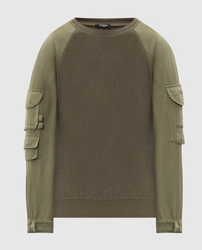 Balmain Khaki wool sweater HH1KD188KK29