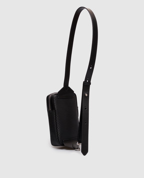 Serapian Black leather sling bag with branded embossing SRSTSMML738715ACG2