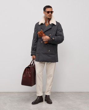 Brunello Cucinelli Gray double-breasted wool down jacket MM4701686
