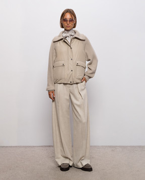 Brunello Cucinelli Beige wool and cashmere pants MB162P9307
