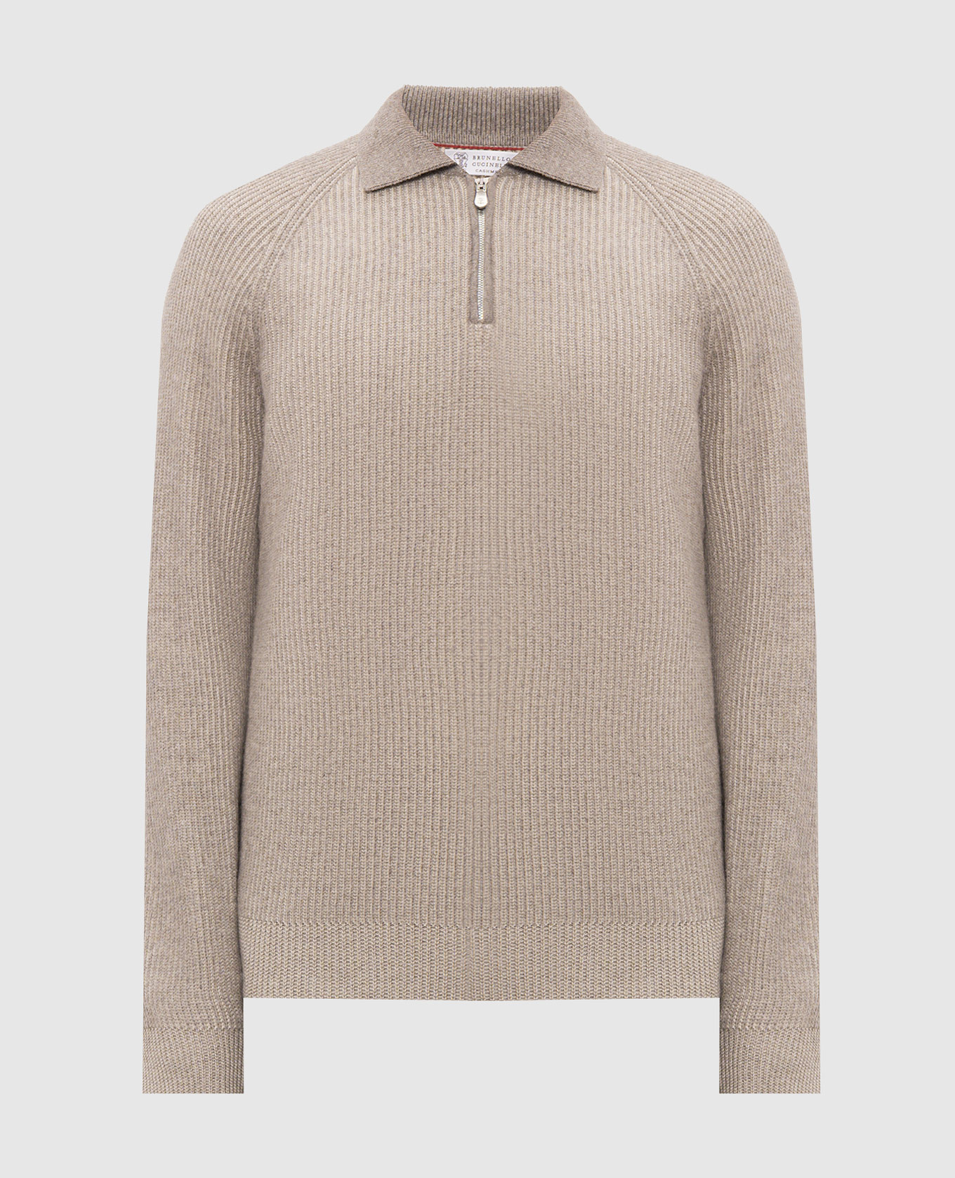 Gray cashmere zipper sweater Brunello Cucinelli