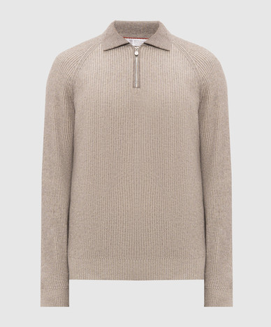 Gray cashmere zipper sweater