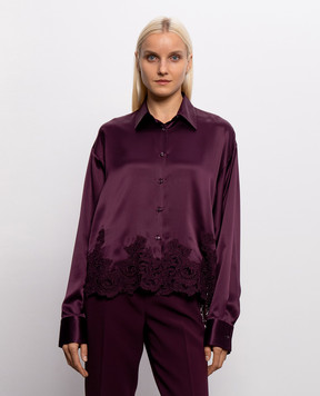 Ermanno Scervino Burgundy silk blouse with lace D492K396APNXE