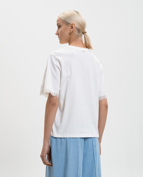 Twinset White T-shirt with lace 261TP2110