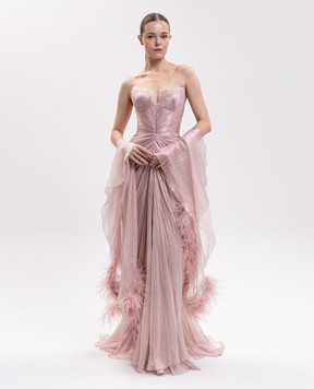 Iris Serban Pink Yasmina dress with drapery CAROLA