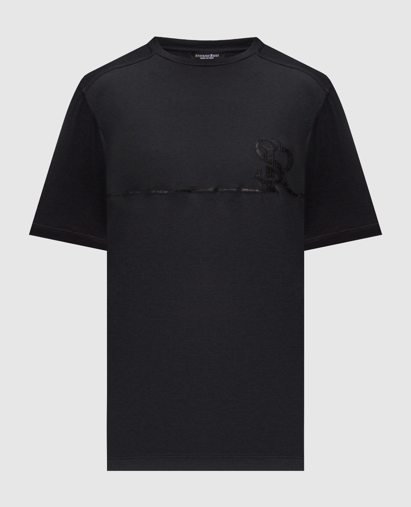 Black T-shirt with silk