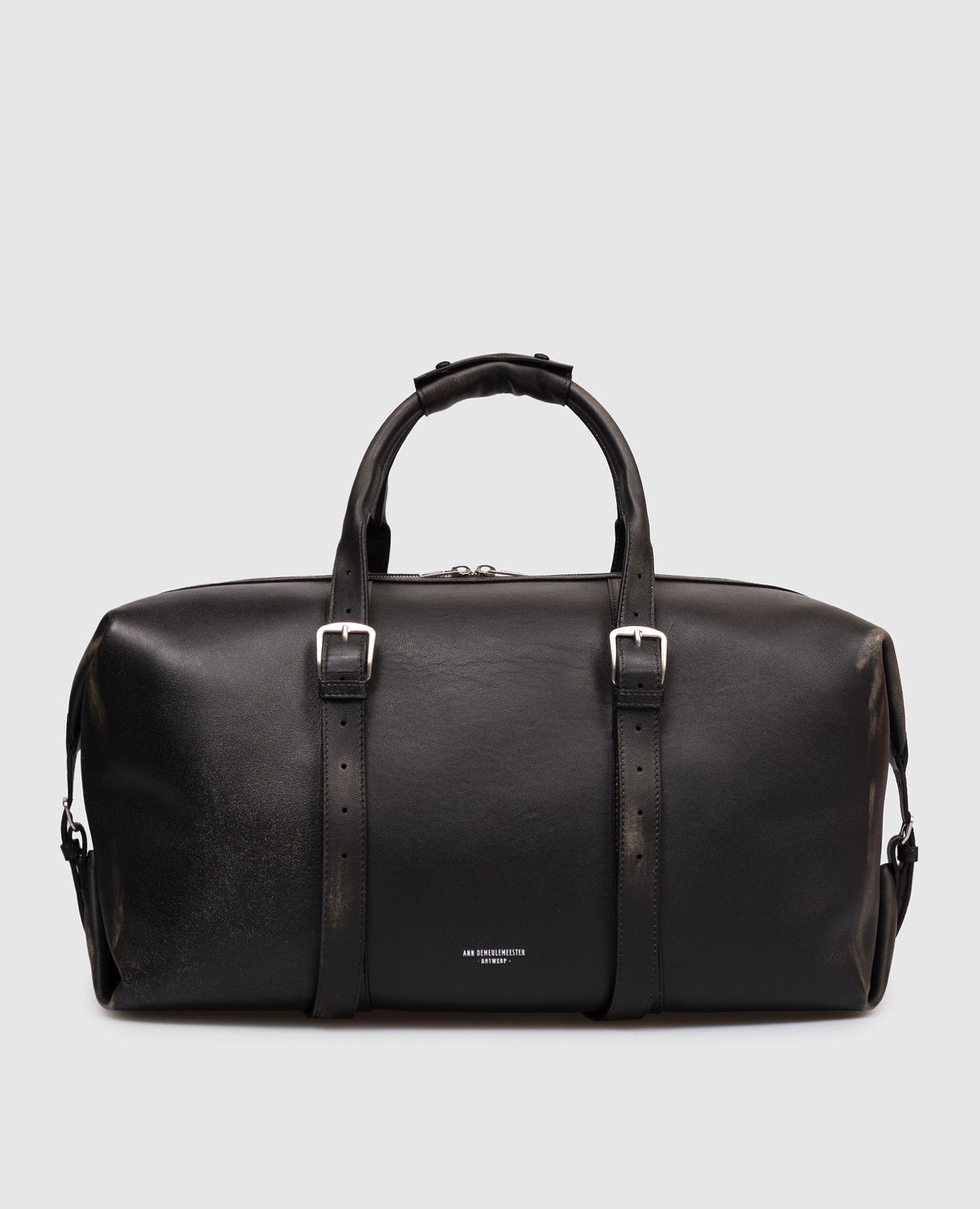 

Terra black leather travel bag with vintage effect Ann Demeulemeester