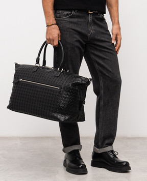 Serapian Black leather travel bag with weaving SRMOSMTR707545Y001