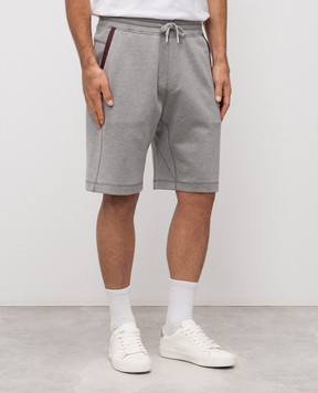 Brunello Cucinelli Grey shorts with logo print MM8433103G
