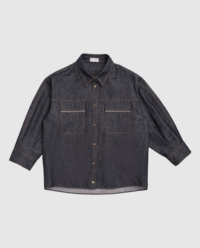 Brunello Cucinelli Children's blue denim shirt with lurex BB148C864B