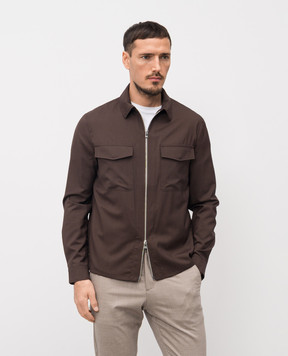 Marco Pescarolo Brown wool and silk shirt URUS5314