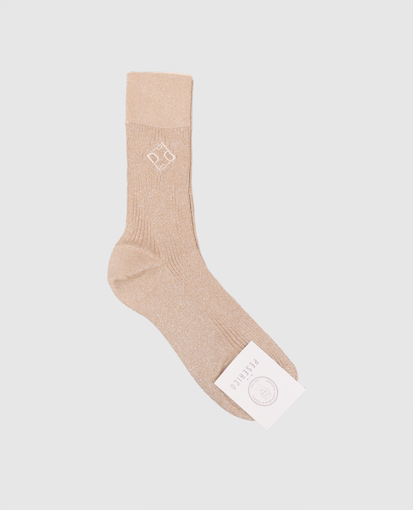 Beige socks with embroidered monogram logo