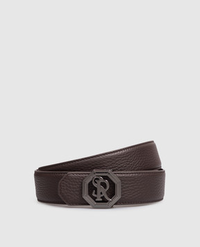 Stefano Ricci Brown leather belt with monogram N382VDC366U