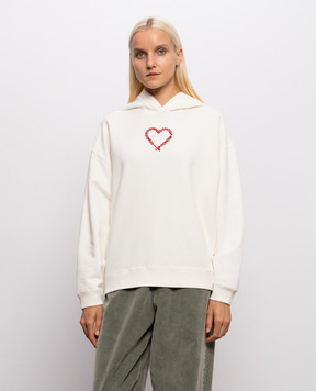 Dondup Ivory insulated hoodie with logo embroidery F527KF0255DNC5