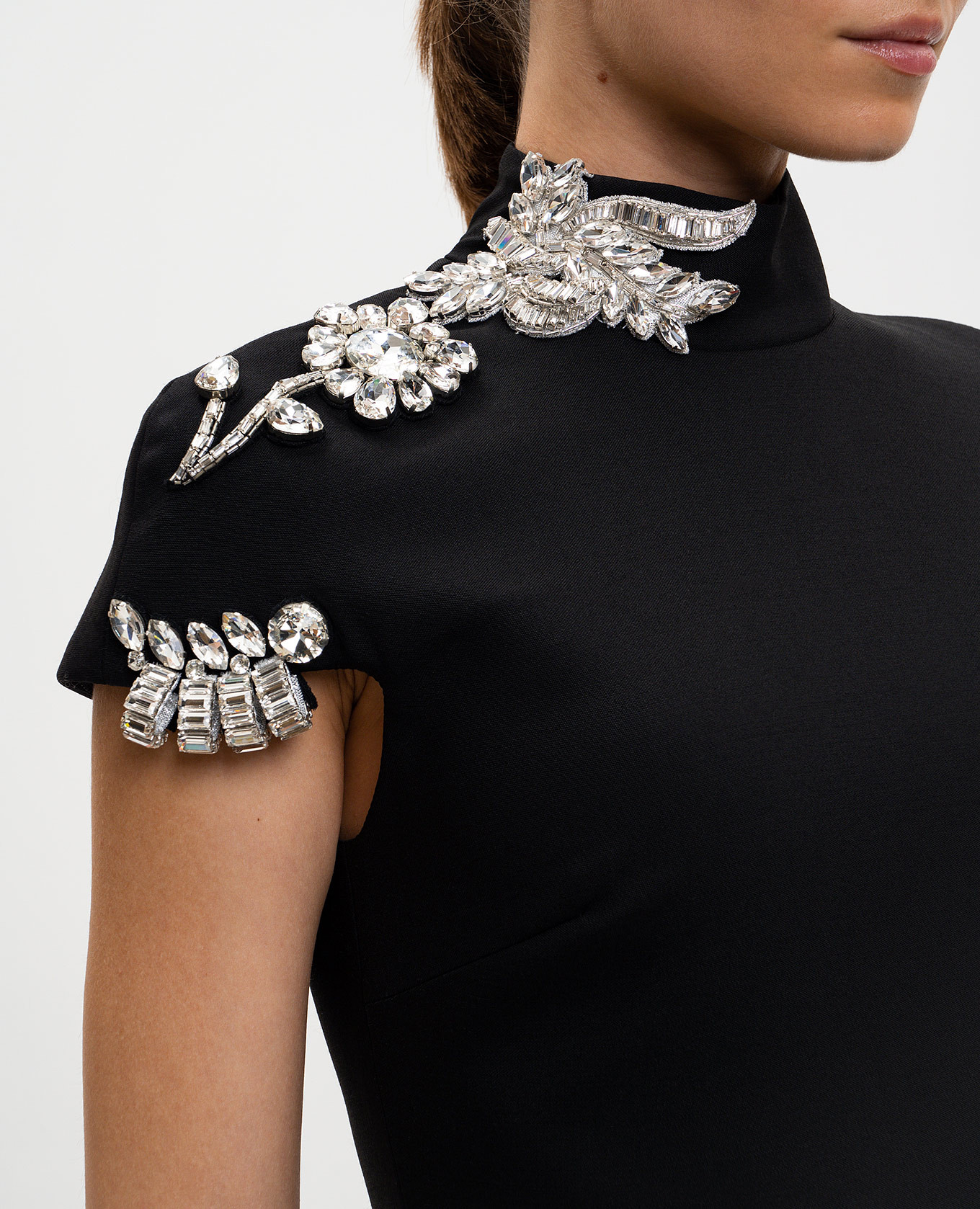 

Black wool mini dress with crystals David Koma