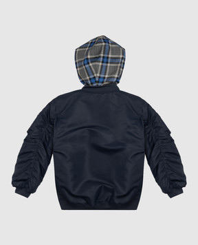 Dolce&Gabbana Children's blue bomber jacket with monogram patch L4JB8IFUS44814