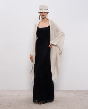Brunello Cucinelli Beige poncho with linen MSCDAGP08