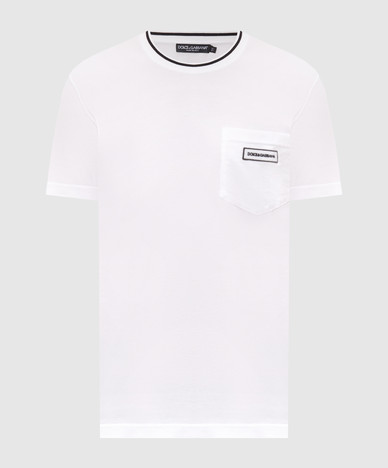 Weißes T-Shirt mit Logoaufnäher