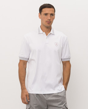 Brunello Cucinelli White polo shirt with emblem M0B133940T