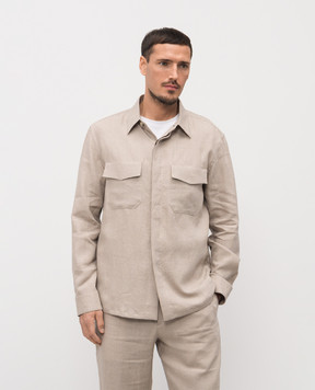 Canali Beige linen shirt AE0595831021