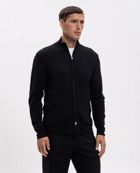 Canali Black wool cardigan MK01149C0022