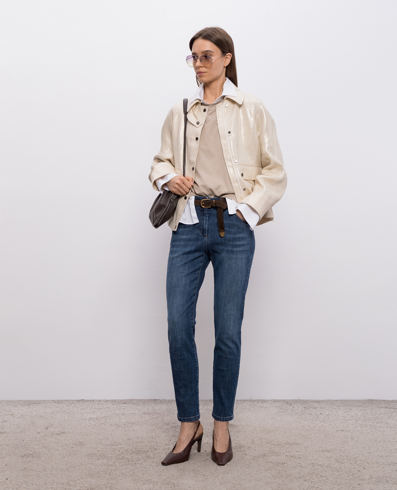 

Ivory linen jacket with lurex Brunello Cucinelli, Beige