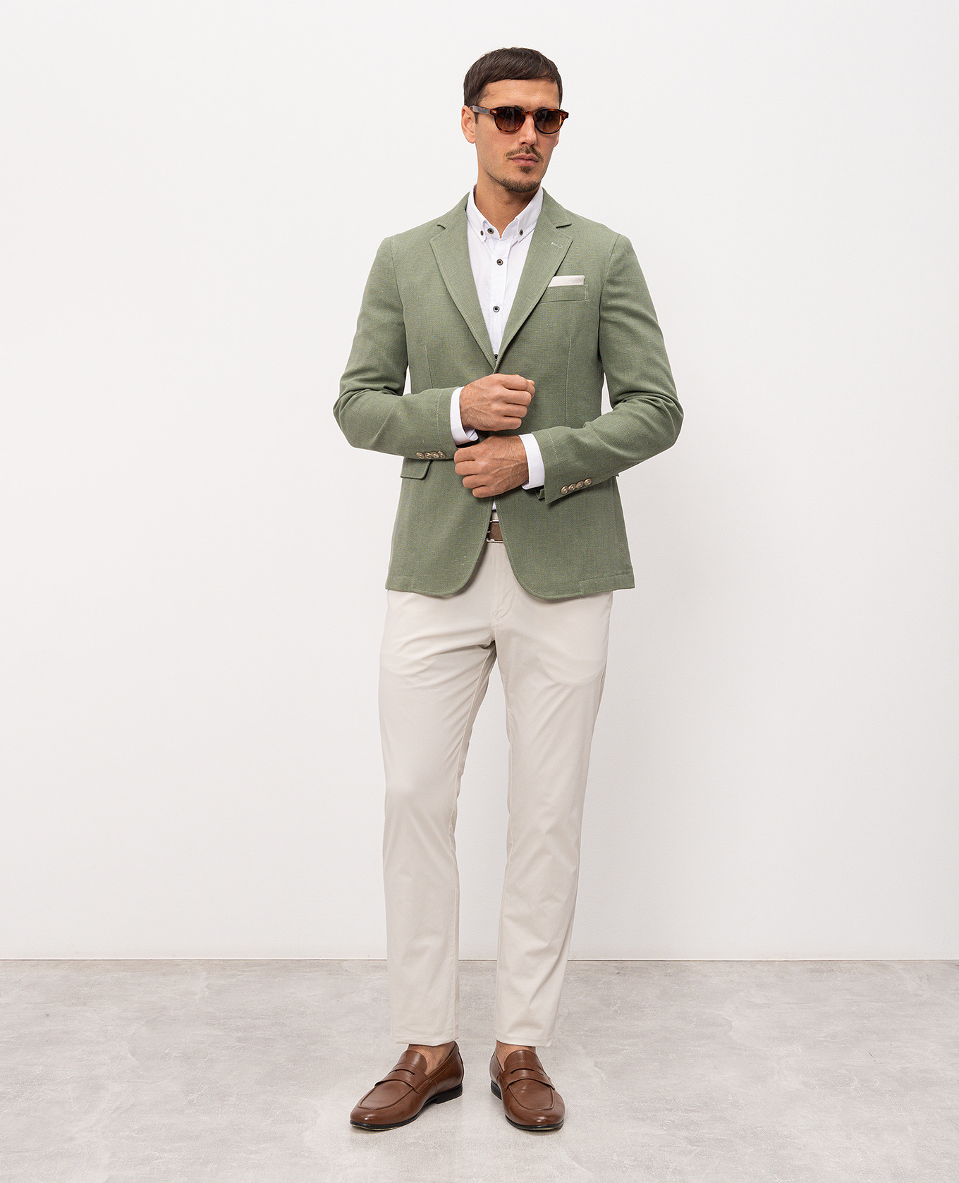 Green jacket with linen Florentino 2