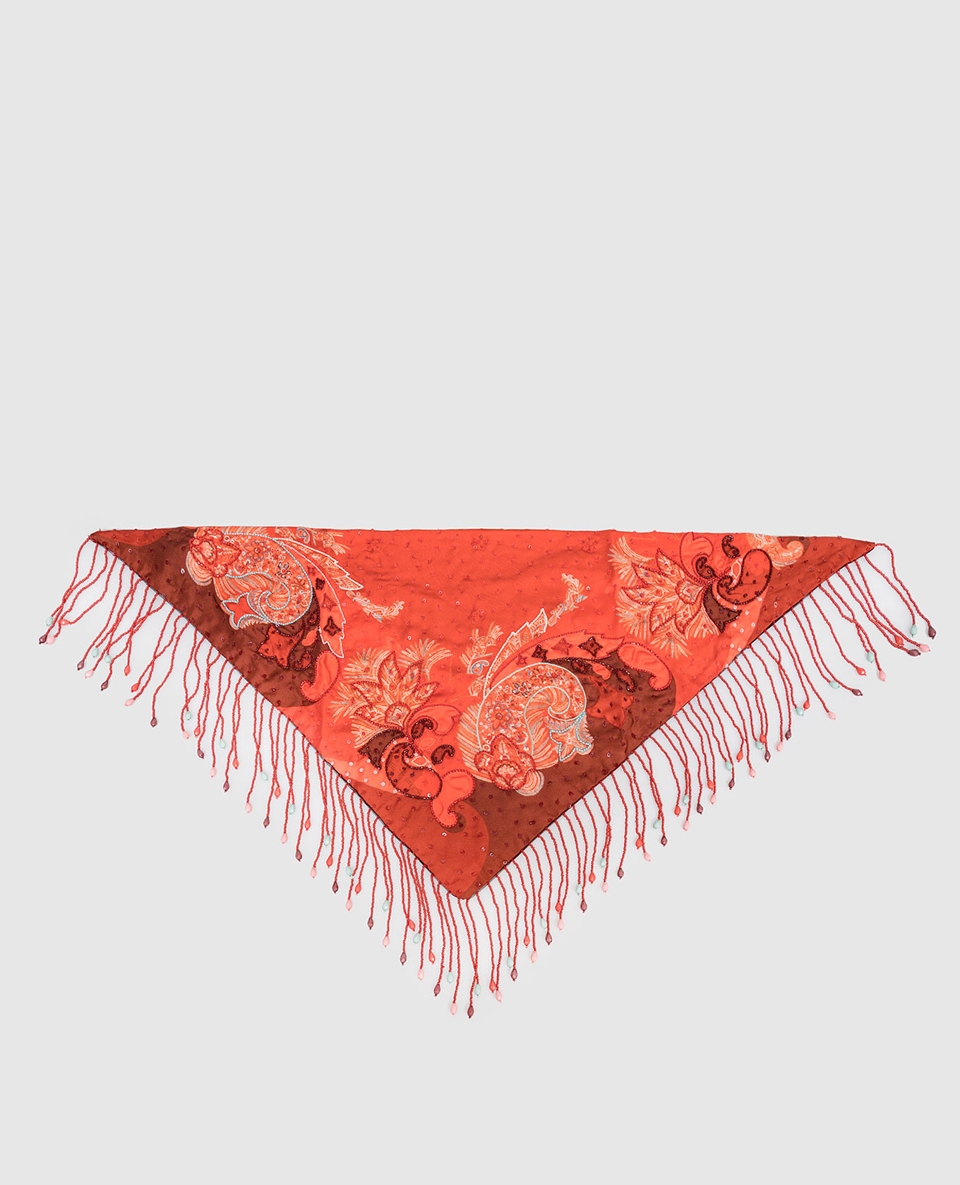 

Red silk scarf with fringe print Etro