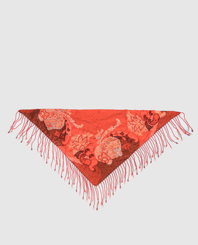 Etro Red silk scarf with fringe print WAXA0022AR117
