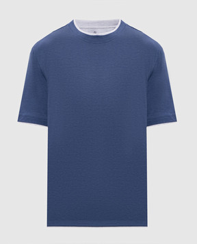 Brunello Cucinelli Blue silk t-shirt MR8337427