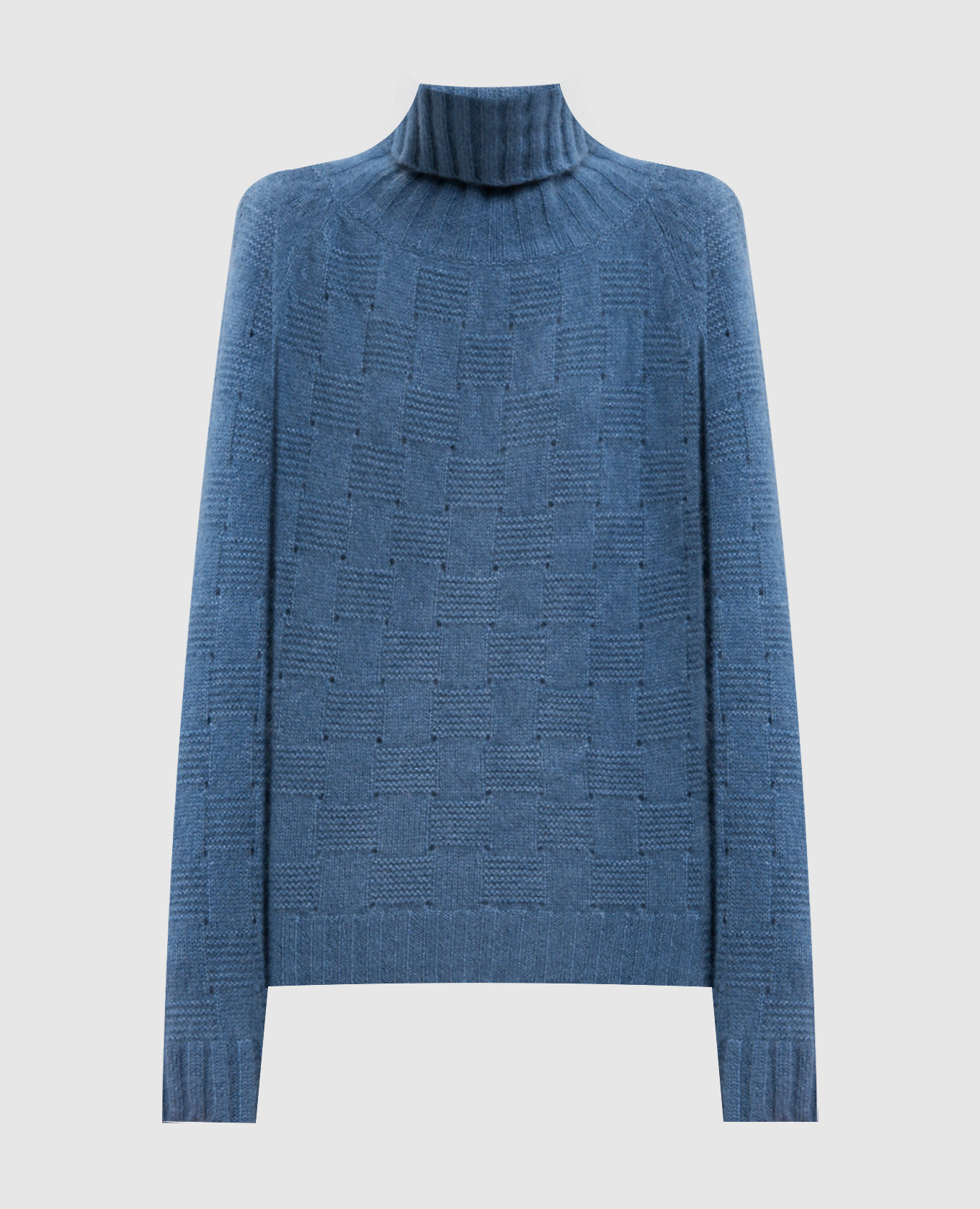 Blue cashmere and silk sweater with textured pattern