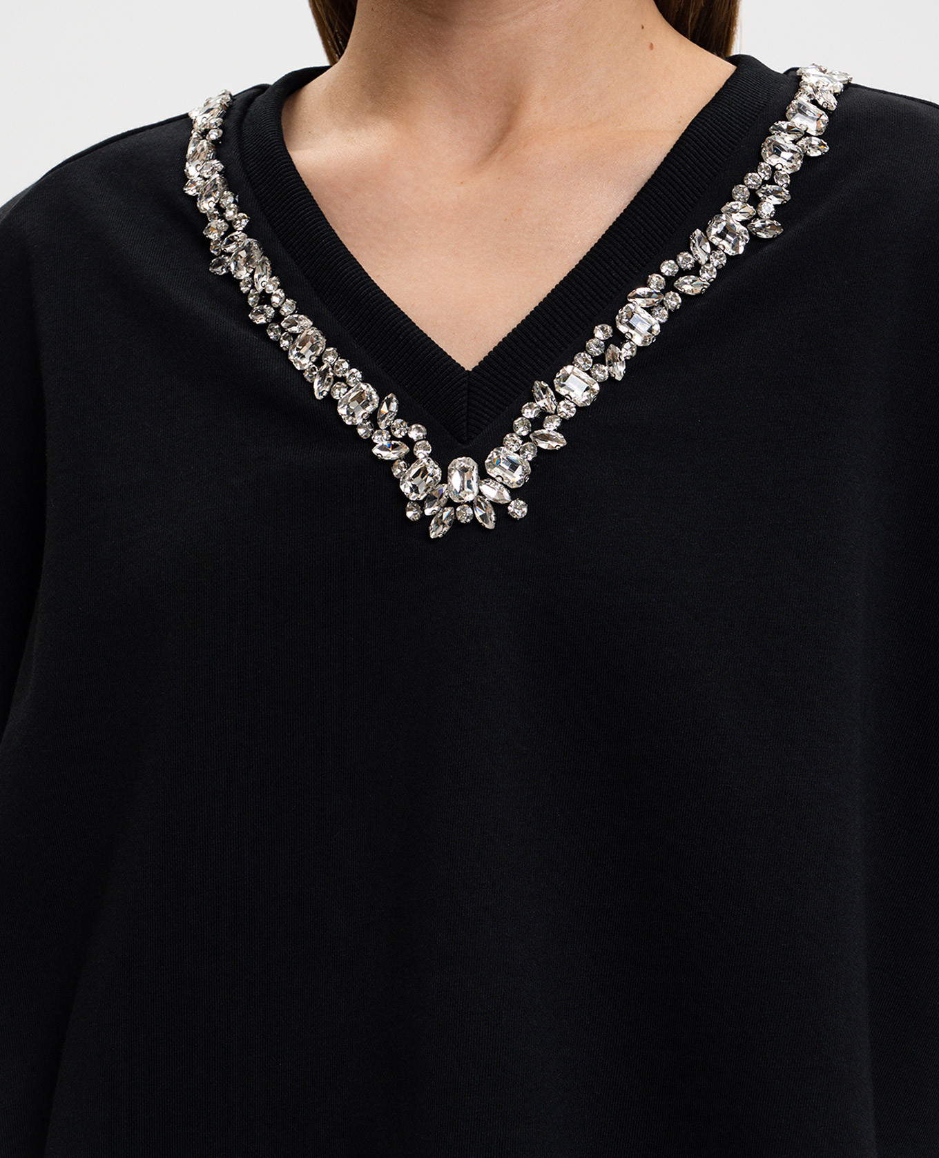 Black sweatshirt with crystals Twinset 5