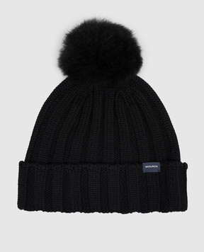Woolrich Black wool hat with pompom CFWWAC0163FBUF0428