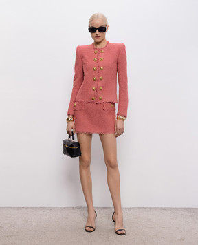 Balmain Pink tweed jacket with wool GF0SM508WD60