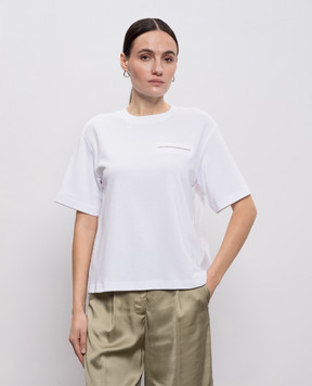 Peserico White T-shirt with chain A06235J05635C