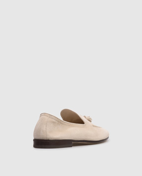 Brunello Cucinelli Beige suede loafers with tassels MZUCAHG731