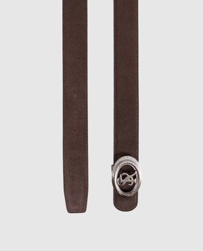 Stefano Ricci Brown suede belt with monogram N381SDC528U