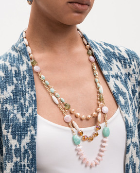 Dolman Bijoux Layered necklace with cabochons 75050