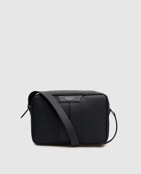 Serapian Blue leather bag with logo print SRSTSMML739424AC23