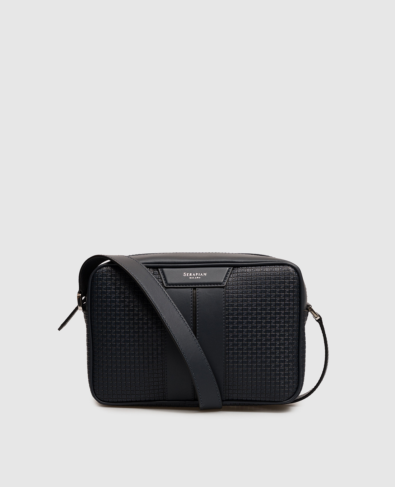 Blue leather bag with logo print Serapian