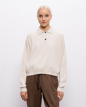Brunello Cucinelli Beige cotton sweater with monil chain M19194705