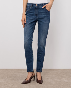 Brunello Cucinelli Blue skinny jeans with a distressed effect MP065P5679