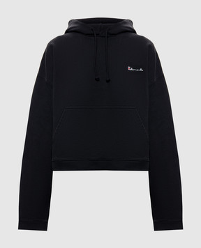 Vetements Black reversible hoodie with logo embroidery MH27HD226B