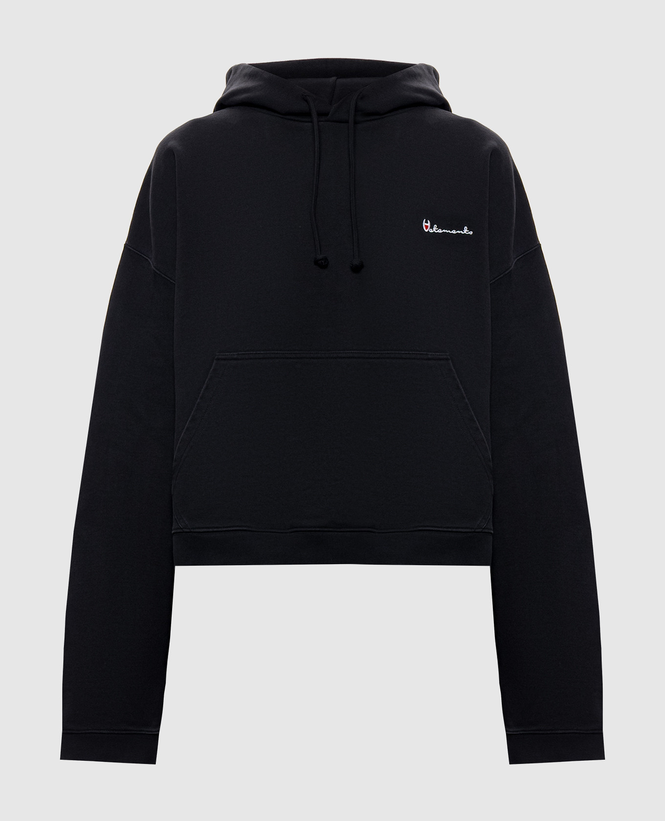 Black reversible hoodie with logo embroidery