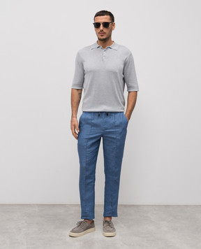 ISAIA Blue linen pants PNC016P9120