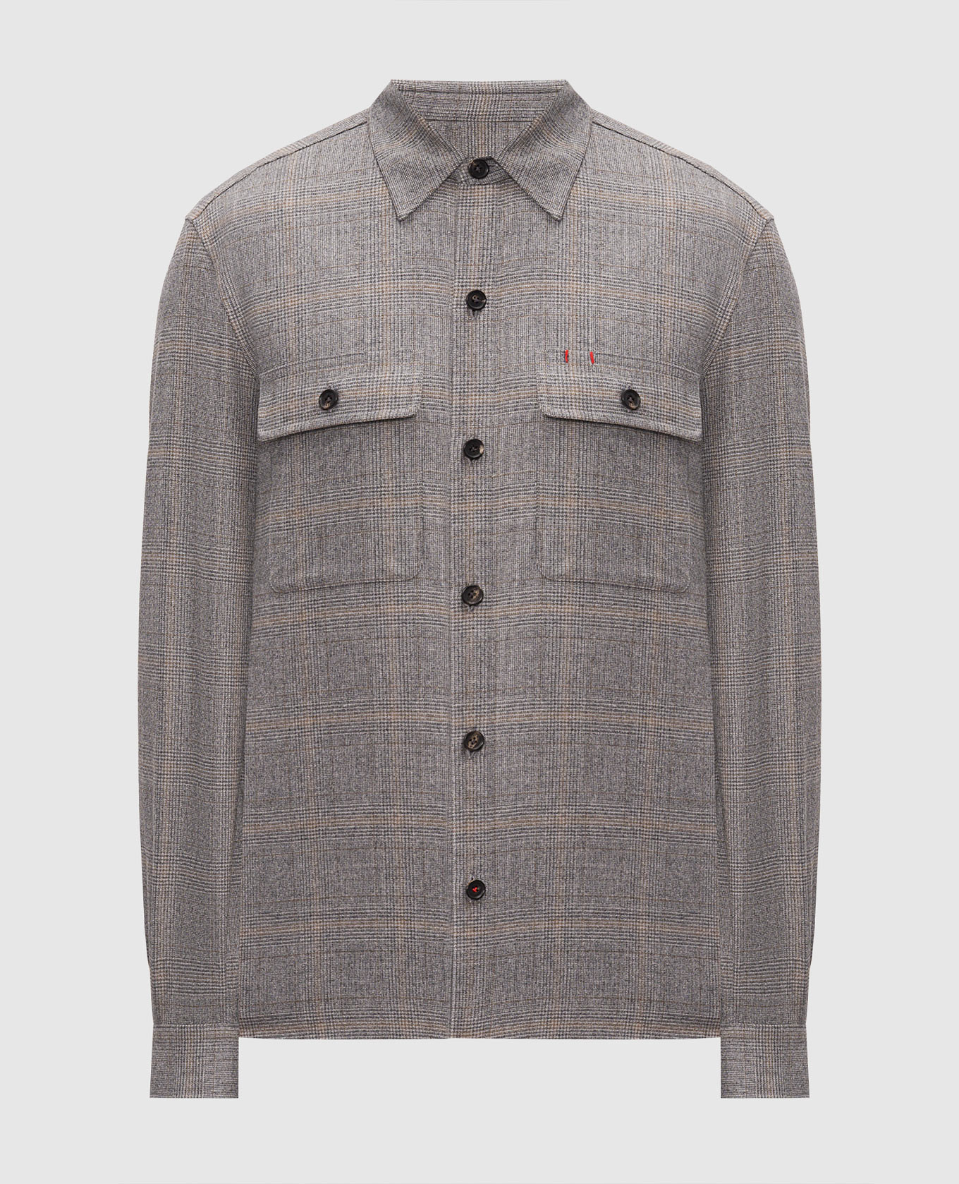 Gray wool check shirt