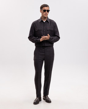 ISAIA Brown wool check shirt OSH00921156