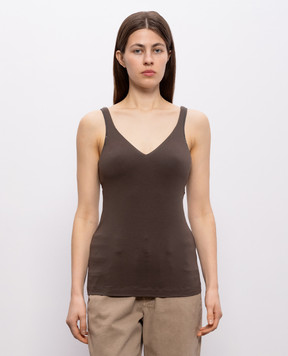 Brunello Cucinelli Brown top with monil chain M0T18BA702